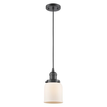 Innovations Lighting 1 Light Small Bell 5In. Oiled Rubbed Bronze Mini Pendant With Matte White Cased Glass, 507806 201C-OB-G51